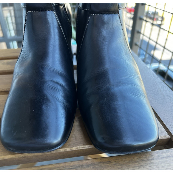 Vtg Joan & David Circa Black leather square toe classic Ankle Booties Boots 9M - Picture 12 of 12